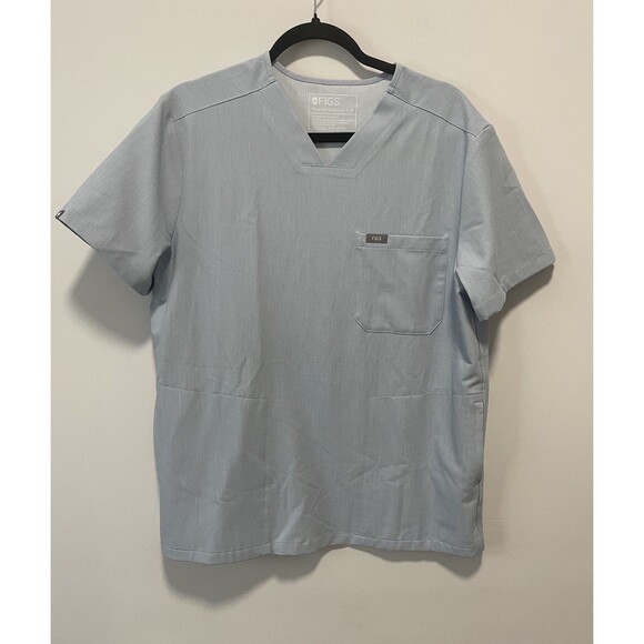 Figs Chisec Three-Pocket Scrub Top Short Sleeve Men's Size Small Chambray Blue - Picture 1 of 6